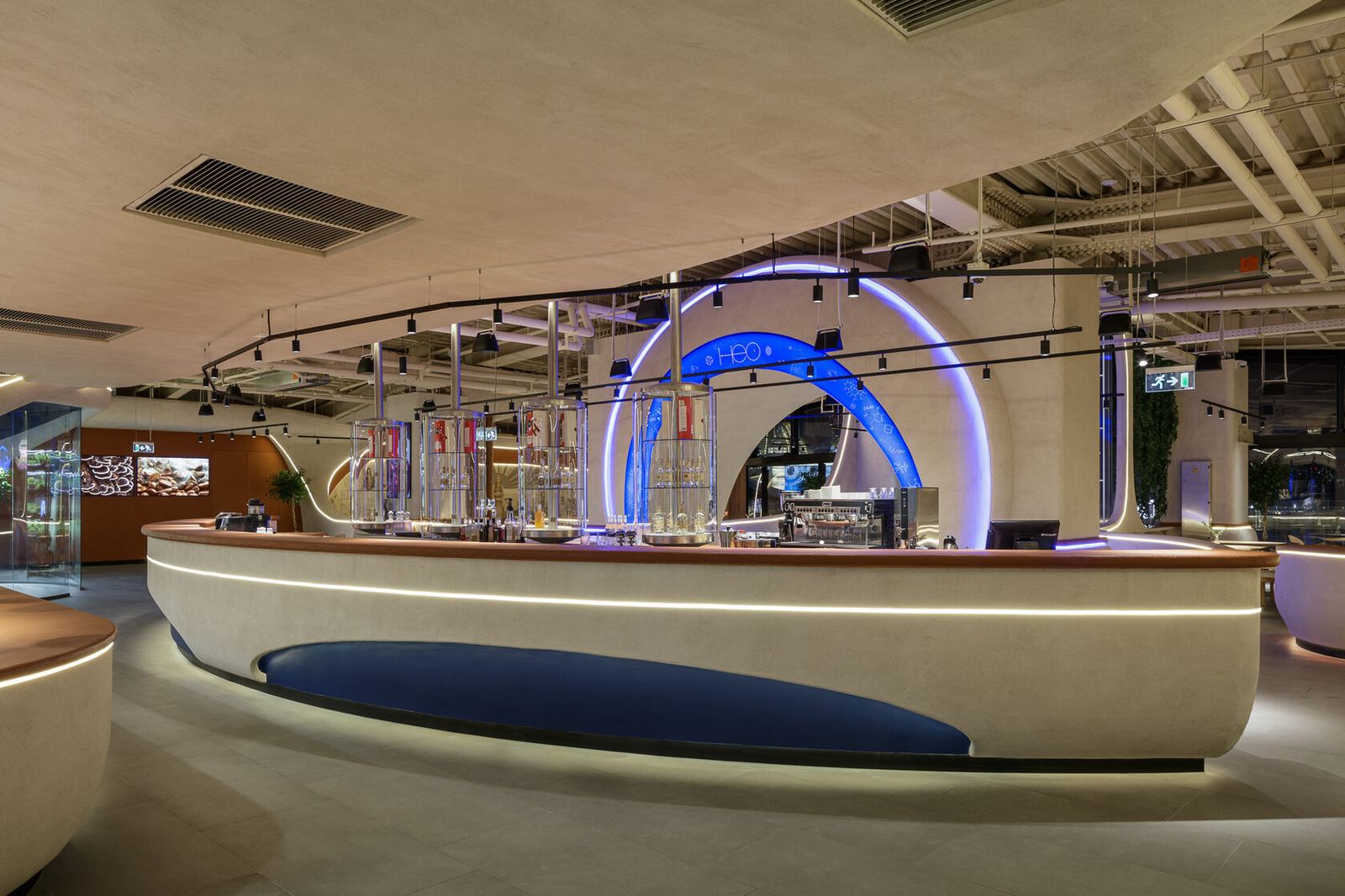 Illuminated bar counter, Rosatom VDNKH Restaurant